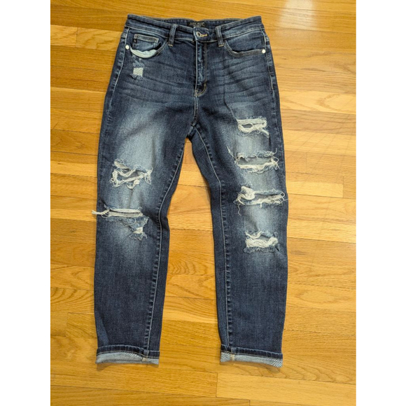Judy Blue Boyfriend Distressed Jeans Size 7 28 - Picture 3 of 13